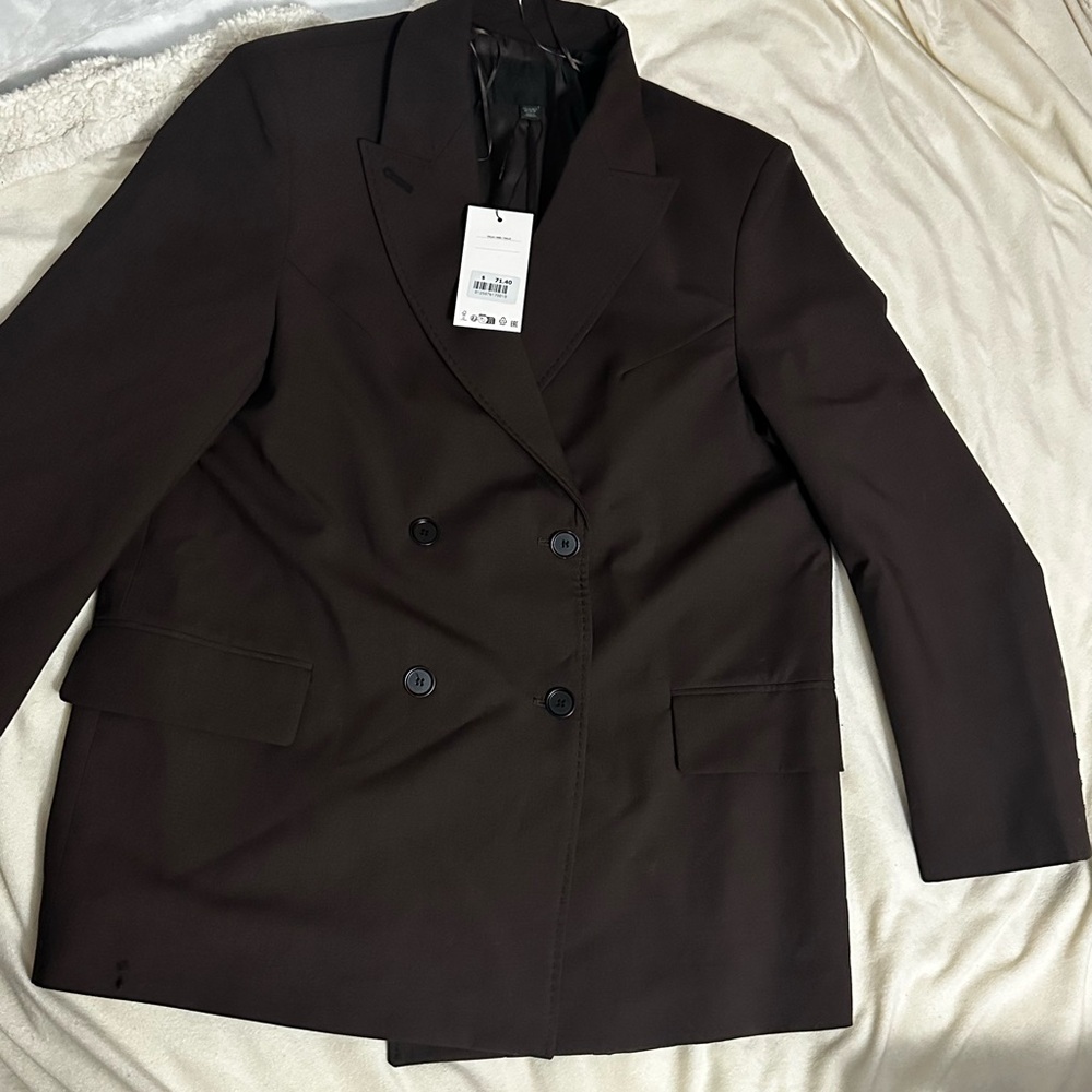 Women's Double-Breasted Brown Blazer